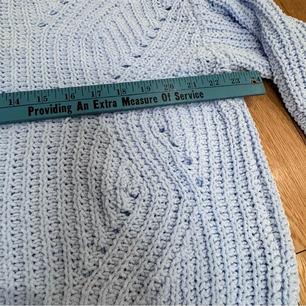 SO Light Blue Open-Knit Chunky Crewneck Sweater- Super Soft